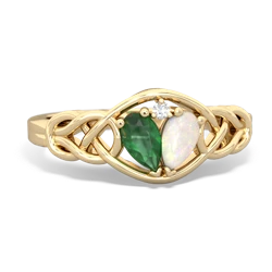 Emerald Celtic Love Knot 14K Yellow Gold ring R5420