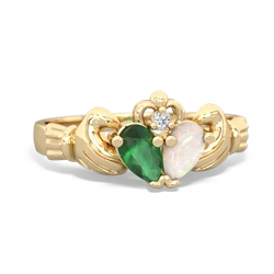 Emerald 'Our Heart' Claddagh 14K Yellow Gold ring R2388