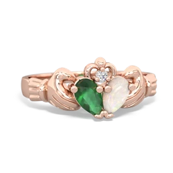 Emerald 'Our Heart' Claddagh 14K Rose Gold ring R2388