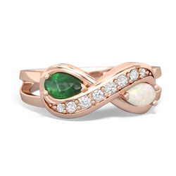 Emerald Diamond Infinity 14K Rose Gold ring R5390