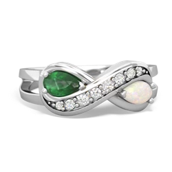 Emerald Diamond Infinity 14K White Gold ring R5390