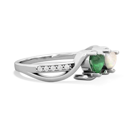 Emerald Side By Side 14K White Gold ring R3090