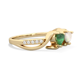 Emerald Side By Side 14K Yellow Gold ring R3090