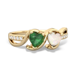 Emerald Side By Side 14K Yellow Gold ring R3090