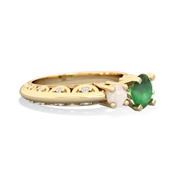 Emerald Art Deco Eternal Embrace Engagement 14K Yellow Gold ring C2003