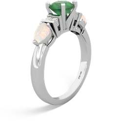 Emerald 6Mm Round Eternal Embrace Engagement 14K White Gold ring R2005