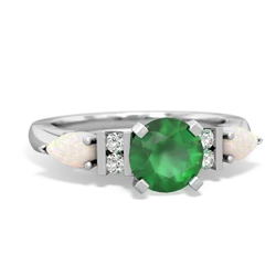 Emerald 6Mm Round Eternal Embrace Engagement 14K White Gold ring R2005