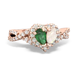 Emerald Diamond Twist 'One Heart' 14K Rose Gold ring R2640HRT