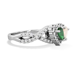 Emerald Diamond Twist 'One Heart' 14K White Gold ring R2640HRT