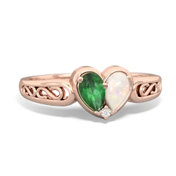 Emerald Filligree 'One Heart' 14K Rose Gold ring R5070