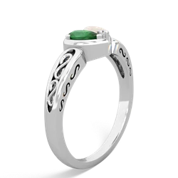 Emerald Filligree 'One Heart' 14K White Gold ring R5070