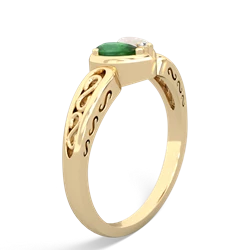 Emerald Filligree 'One Heart' 14K Yellow Gold ring R5070