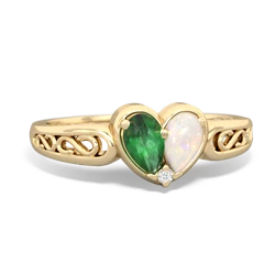 Emerald Filligree 'One Heart' 14K Yellow Gold ring R5070