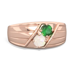 Emerald Men's Streamline 14K Rose Gold ring R0460