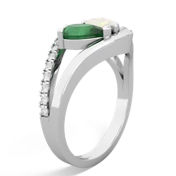 Emerald Nestled Heart Keepsake 14K White Gold ring R5650