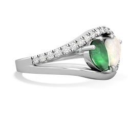 Emerald Nestled Heart Keepsake 14K White Gold ring R5650