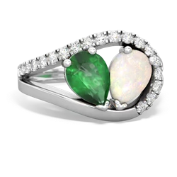 Emerald Nestled Heart Keepsake 14K White Gold ring R5650