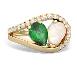 Emerald Nestled Heart Keepsake 14K Yellow Gold ring R5650