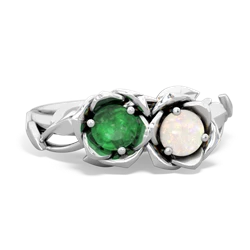 Emerald Rose Garden 14K White Gold ring R5510