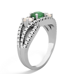 Emerald Three Stone Aurora 14K White Gold ring R3080