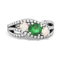 Emerald Three Stone Aurora 14K White Gold ring R3080