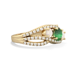 Emerald Three Stone Aurora 14K Yellow Gold ring R3080