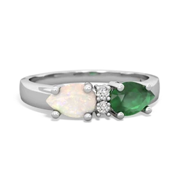 Emerald Pear Bowtie 14K White Gold ring R0865