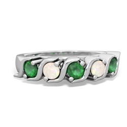 Emerald Anniversary Band 14K White Gold ring R2089