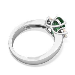 Emerald Three Stone Oval Trellis 14K White Gold ring R4024