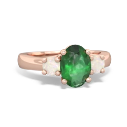 Emerald Three Stone Oval Trellis 14K Rose Gold ring R4024