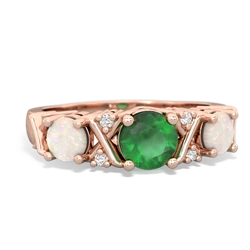 Emerald Hugs And Kisses 14K Rose Gold ring R5016