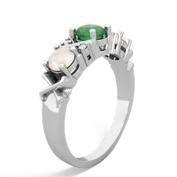 Emerald Hugs And Kisses 14K White Gold ring R5016