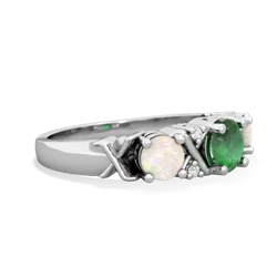 Emerald Hugs And Kisses 14K White Gold ring R5016