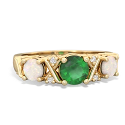 Emerald Hugs And Kisses 14K Yellow Gold ring R5016