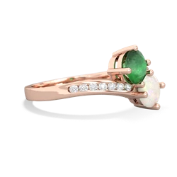 Emerald Channel Set Two Stone 14K Rose Gold ring R5303