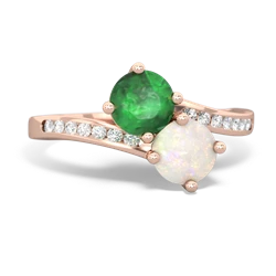 Emerald Channel Set Two Stone 14K Rose Gold ring R5303