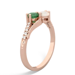 Emerald Infinity Pave Two Stone 14K Rose Gold ring R5285