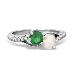 Emerald Infinity Pave Two Stone 14K White Gold ring R5285