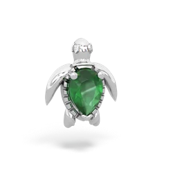 Emerald Baby Sea Turtle 14K White Gold pendant P5241