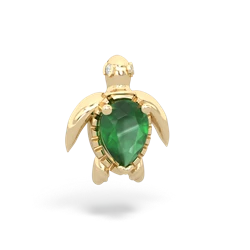 Emerald Baby Sea Turtle 14K Yellow Gold pendant P5241