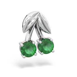 Emerald Sweet Cherries 14K White Gold pendant P7001