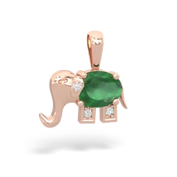 Emerald Elephant 14K Rose Gold pendant P2555