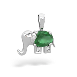 Emerald Elephant 14K White Gold pendant P2555