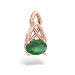 Emerald Celtic Trinity Knot 14K Rose Gold pendant P2389