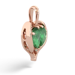 Emerald Two Become One 14K Rose Gold pendant P5330