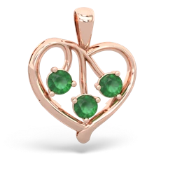 Emerald Glowing Heart 14K Rose Gold pendant P2233