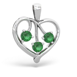 Emerald Glowing Heart 14K White Gold pendant P2233