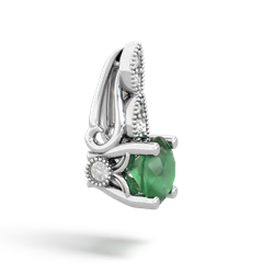 Emerald Antique Elegance 14K White Gold pendant P3100