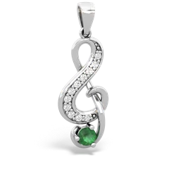 Emerald G-Clef Music 14K White Gold pendant P5830