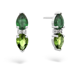 Emerald Bowtie Drop 14K White Gold earrings E0865